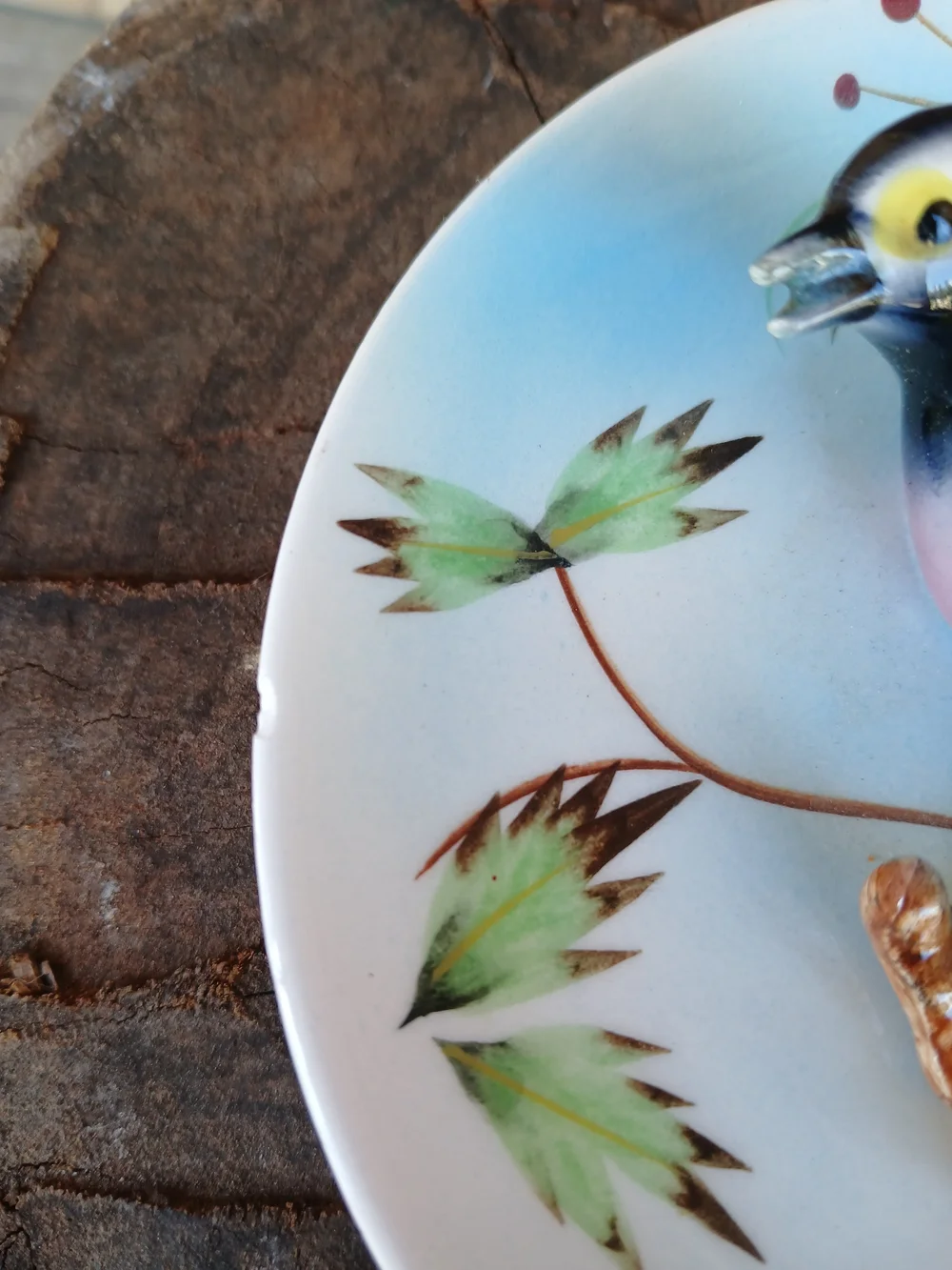 Hand-Painted Ceramic Bird Figurine in Black and Yellow